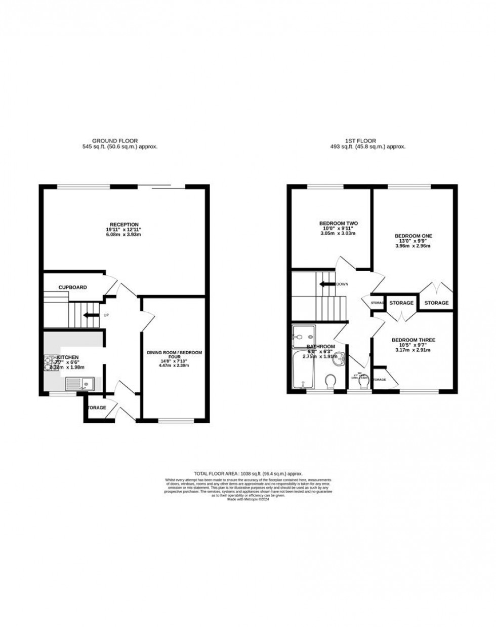 Floorplan for Quantock Avenue, Caversham, Reading