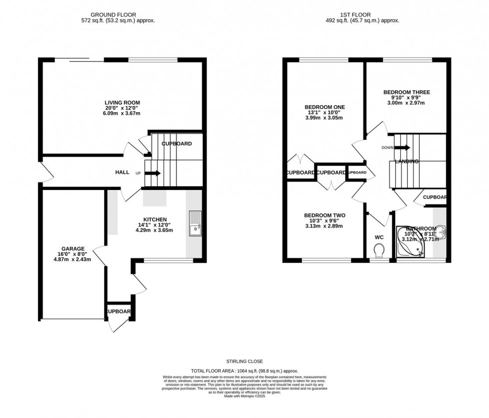 Floorplan for Stirling Close, Caversham, Reading